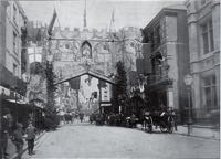 For Queen Victoria's 1897 Jubilee, a replica Eastgate was built cross the High Street>